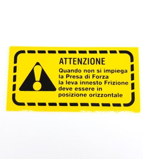 DECALCOMANIA SICUREZZA LEVA FRIZIONE PRESA DI FORZA - AFTERMARKET - DEC0006