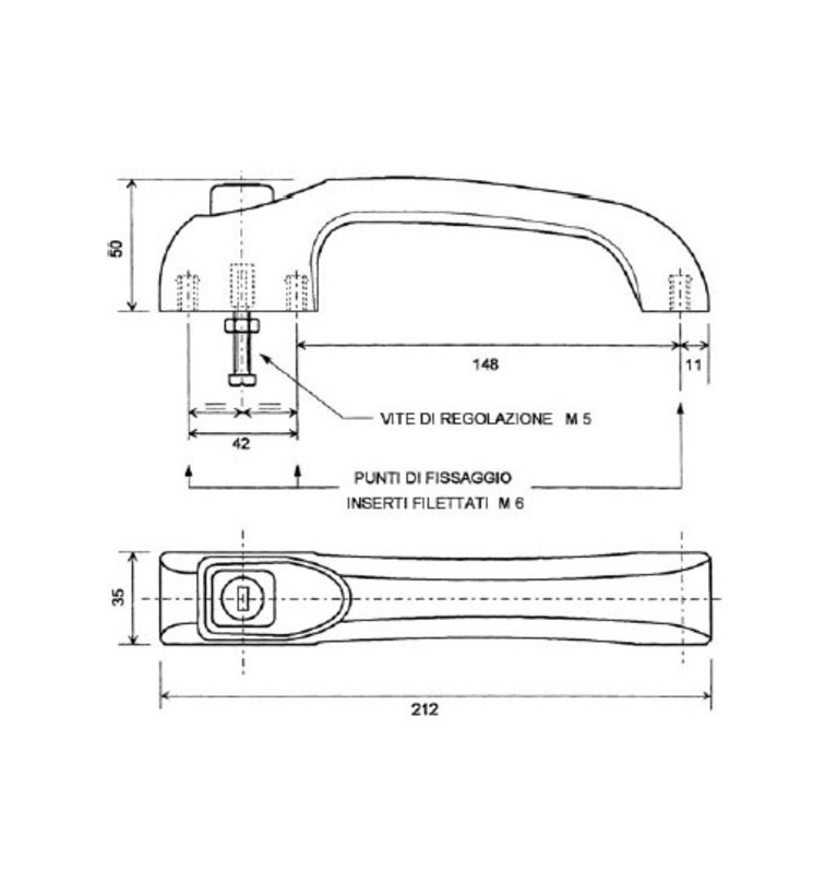 MANIGLIA ESTERNA CABINE BRIEDA CON CHIAVE - CERMAG - 63090 - immagine 2