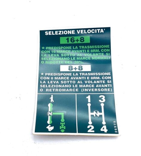 DECALCOMANIA SCHEMA CAMBIO 16+8 / 8+8 VELOCITA' - GOLDONI - 00026979