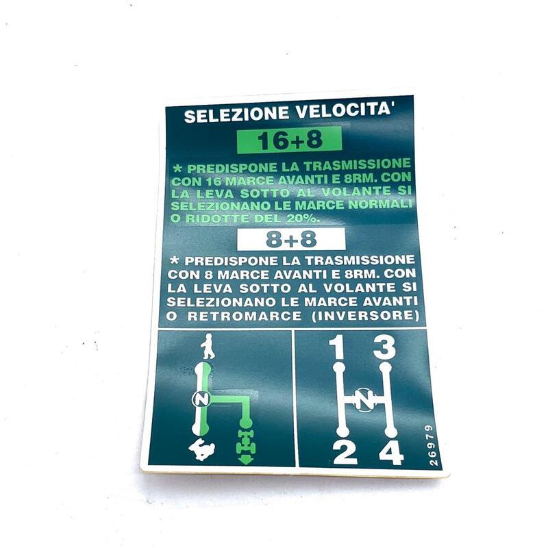 DECALCOMANIA SCHEMA CAMBIO 16+8 / 8+8 VELOCITA' - GOLDONI - 00026979
