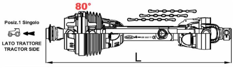 CARDAN SHAFT CAT.2 L=800 WITH CV JOINT - AMA RICAMBI - 91593 - Image 3
