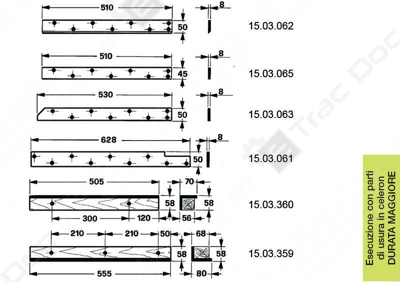 SERIE 6 PATTINI PER GALLIGNANI 6000 II SERIE - 6100 I SERIE - L'AGRICOLA RICAMBI - 58238-S