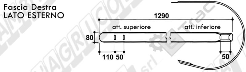 FASCIA RACCOGLITORE DESTRA SVILUPPO 1290 mm. - L'AGRICOLA RICAMBI - 59344 - immagine 2