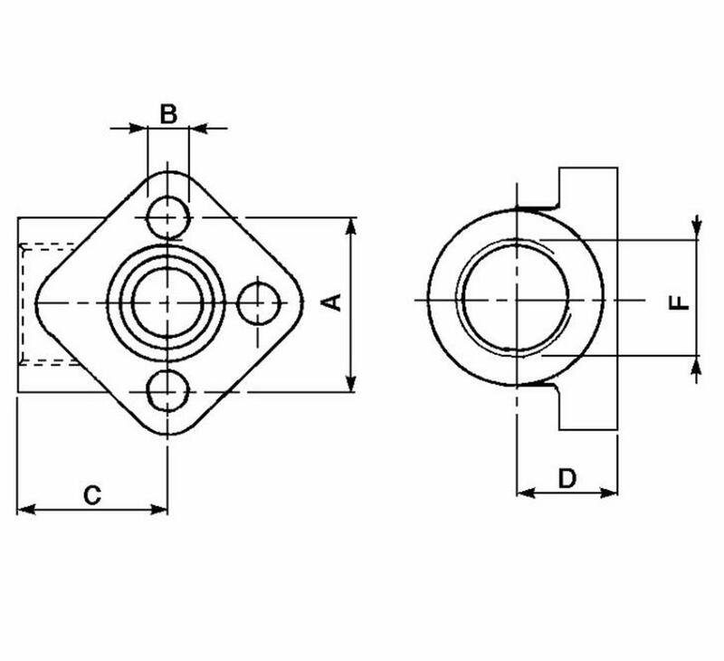 FLANGIA PER POMPA IDRAULICA INTERASSE 40 mm. FILETTO 1/2" = 21 mm. - CERMAG - 80727 - immagine 2