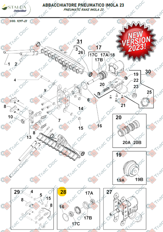 KIT GUARNIZIONI ABBACCHIATORE PNEUMATICO MONZA - IMOLA - VALEA - PATERLINI - 770.144 - immagine 2