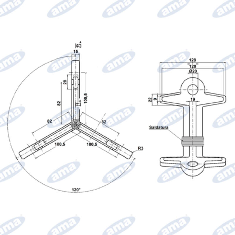 TRIDENTE ERPICE TIPO HOWARD IN ACCIAIO - AMA RICAMBI - 02729 - immagine 3