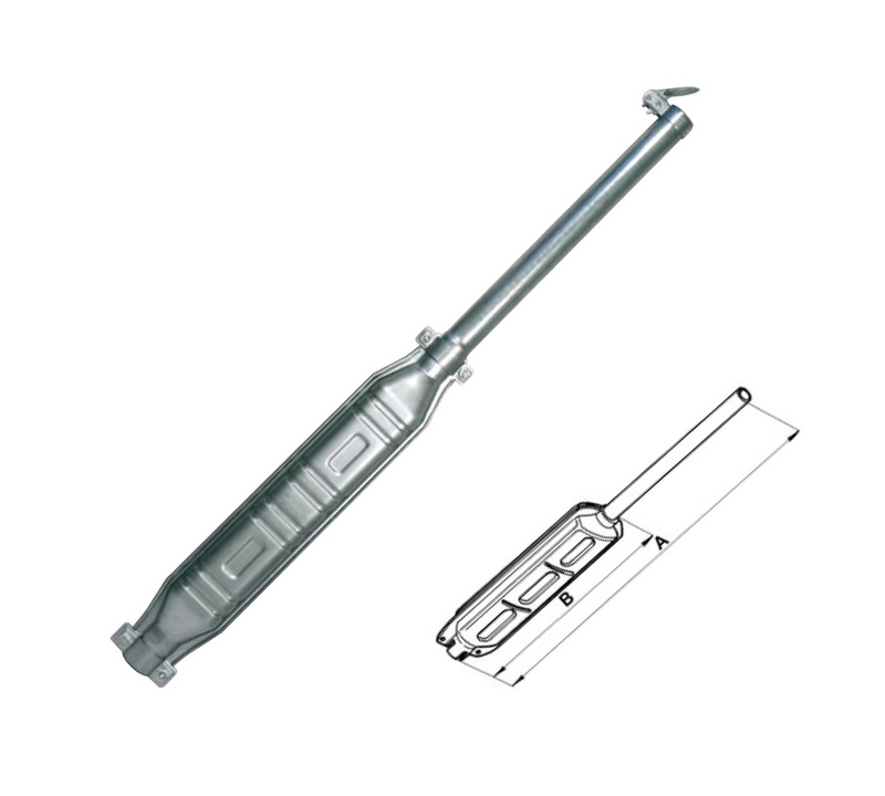 TITANIUM STEEL SILENCER D.46 A=1225 WITH STRAIGHT EXTENSION, RAIN COVER AND FIXING COLLARS - CERMAG - 12405