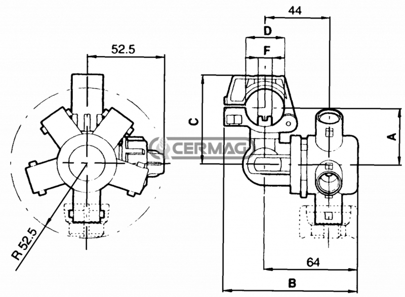 PORTA GETTO DISERBO A 3 VIE ATTACCO A BAIONETTA CON ANTIGOCCIA - CERMAG - 26302 - immagine 2