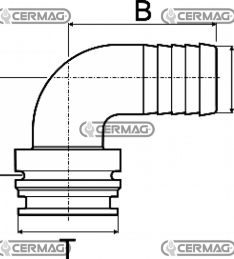 RACCORDO CURVO PER TUBO DIAMETRO 25 mm. CON ATTACCO T4 - CERMAG - 27852