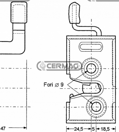 INSIDE RIGHT CAB LOCK WITH HOLES DISTANCE 37 mm. - CERMAG - 62103