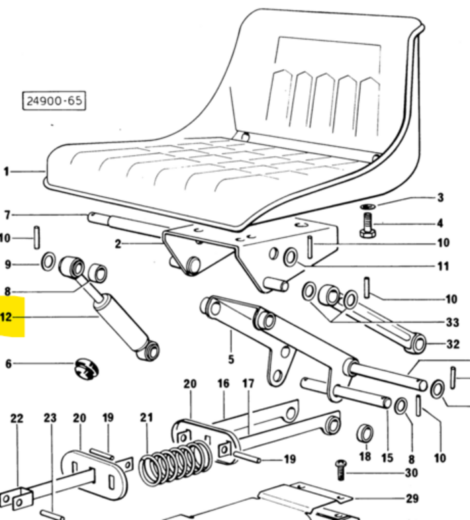 GAS SPRING SEAT TYPE DALMONT - SAME - LAMBORGHINI - HURLIMANN - DEUTZ FAHR - 0.146.7562.3