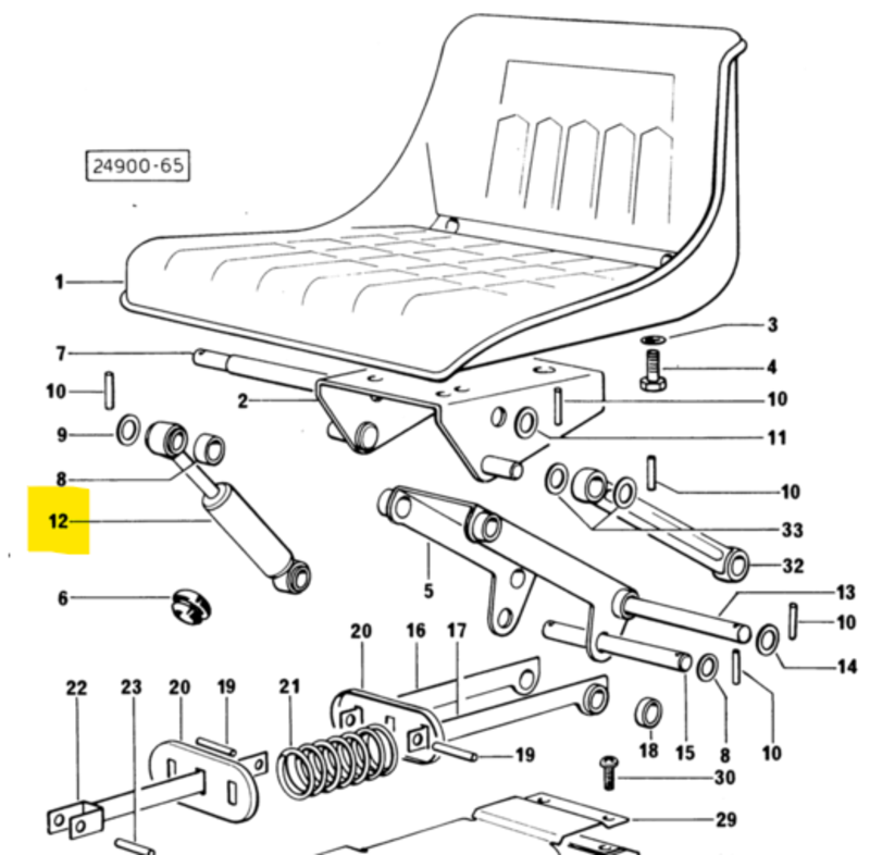 GAS SPRING SEAT TYPE DALMONT - SAME - LAMBORGHINI - HURLIMANN - DEUTZ FAHR - 0.146.7562.3