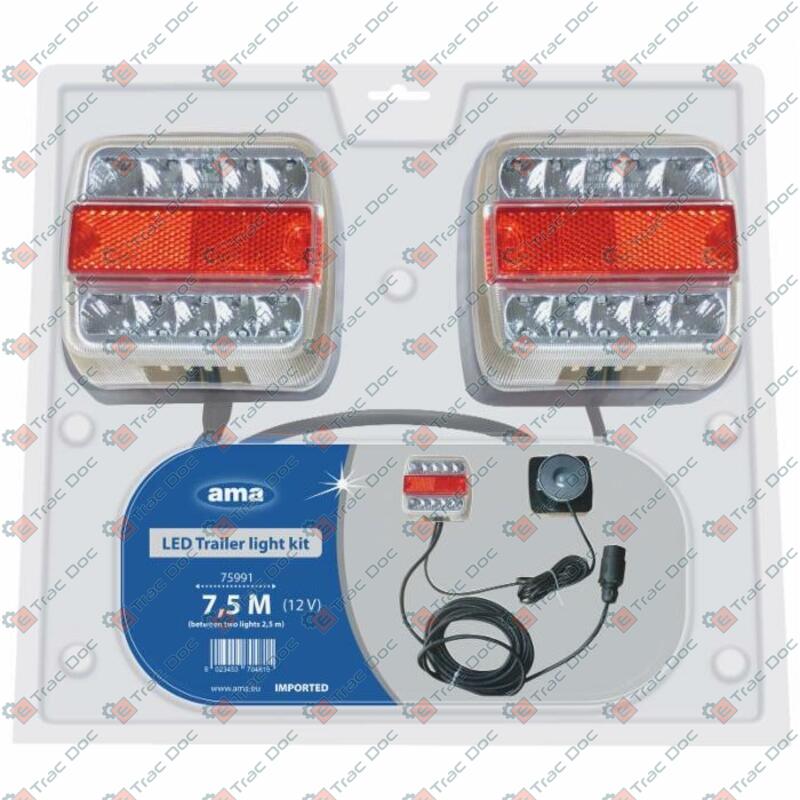 LED TRAILER LIGHT KIT MAGNETIC FIXING WITH POWER CABLE - AMA RICAMBI - 75991 - Image 3