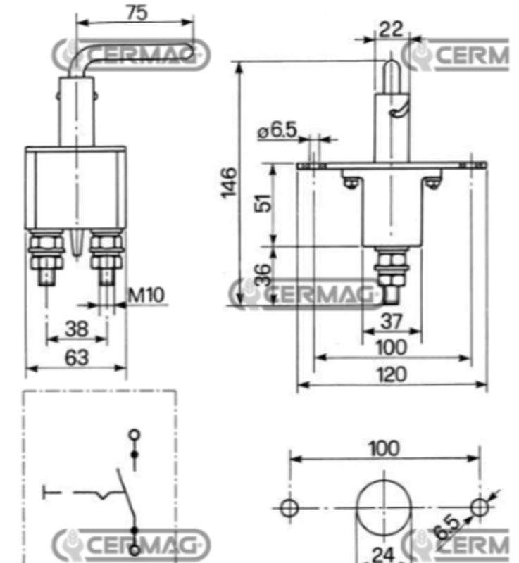 STACCABATTERIA 250A IN METALLO CON LEVA ESTRAIBILE - CERMAG - 36194 - immagine 2