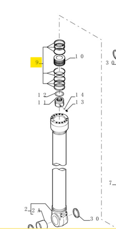 SERIE GUARNIZIONI INTERNE CILINDRO IDRAULICO HITACHI SERIE E - EX - RH - CNH Originale - 71470402