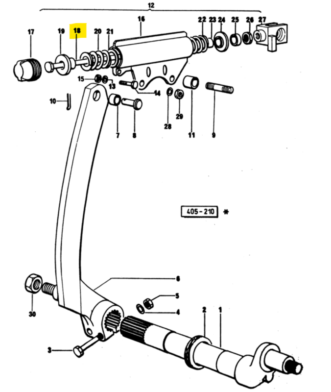 PERNO TIRANTE MOLLA SFORZO CONTROLLATO SOLLEVATORE - SAME - LAMBORGHINI - HURLIMANN - DEUTZ FAHR - 2.1699.034.2 - immagine 2