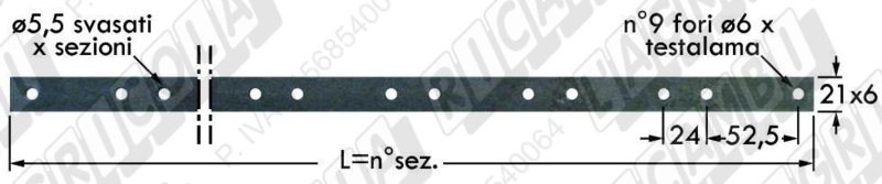 ASTA FORATA PER LAMA A 28 SEZIONI LUNGHEZZA 205 cm. TIPO GASPARDO 21120100 - L'AGRICOLA RICAMBI - 74127 - immagine 2