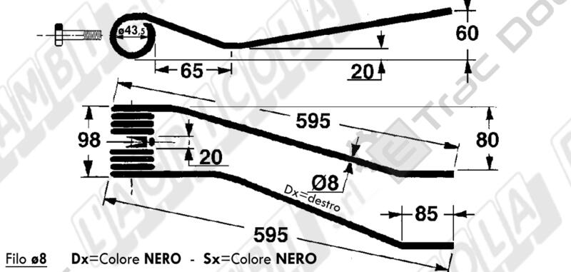 DENTE GIROANDANATORE DESTRO CORMA N.1 TORNADO DOPPIO - L'AGRICOLA RICAMBI - 67311-F