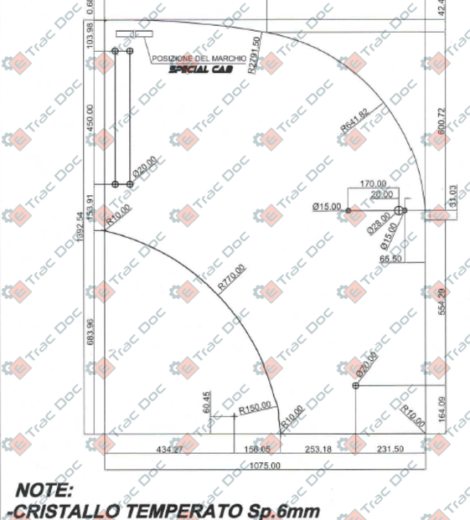 RIGHT / LEFT CABIN DOOR GLASS SPECIAL CAB FOR LANDINI REX-GE - SPECIAL CAB - C10877