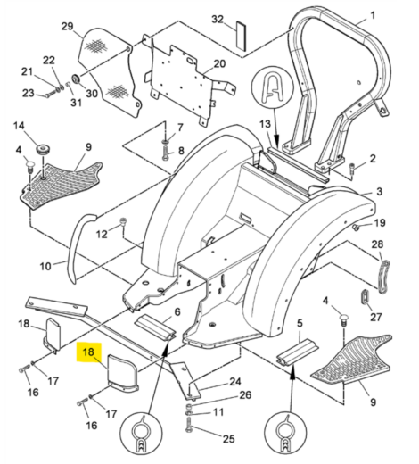 LEFT SIDE FOOTREST PROTECTION PANEL - LANDINI - 6646606A1