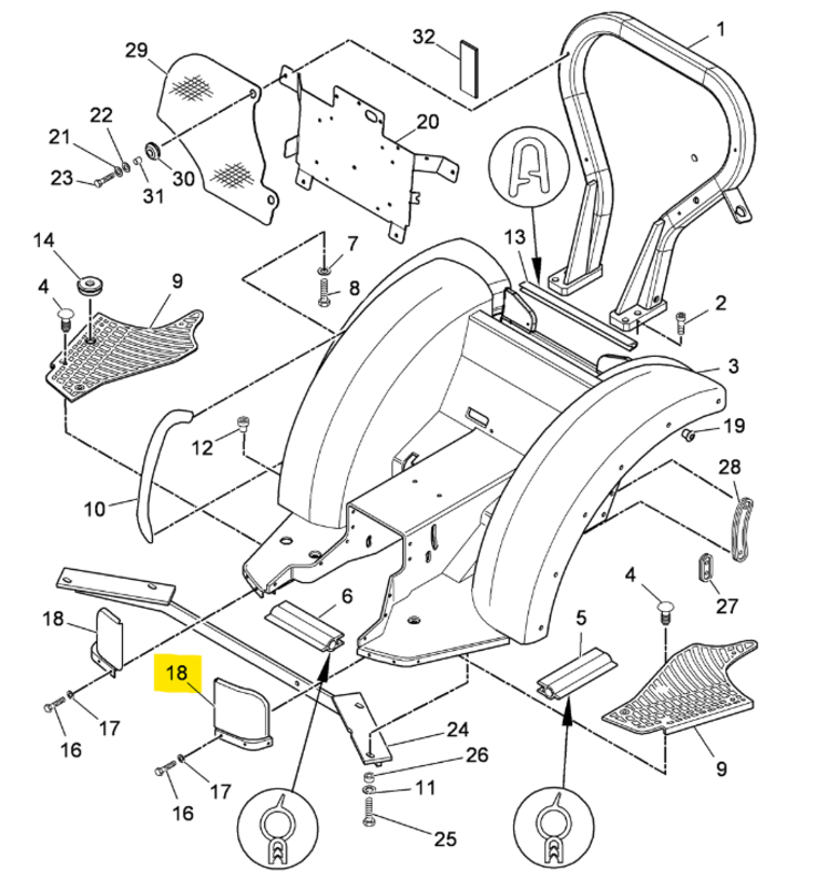 LEFT SIDE FOOTREST PROTECTION PANEL - LANDINI - 6646606A1