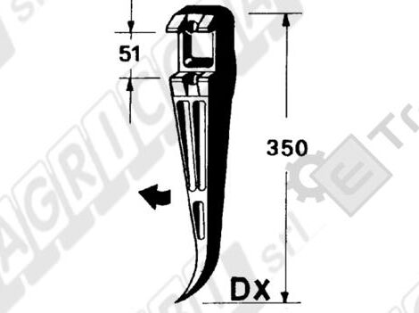 FORCONE DESTRO TIPO SGORBATI CURVO 700.022 - L'AGRICOLA RICAMBI - 59210