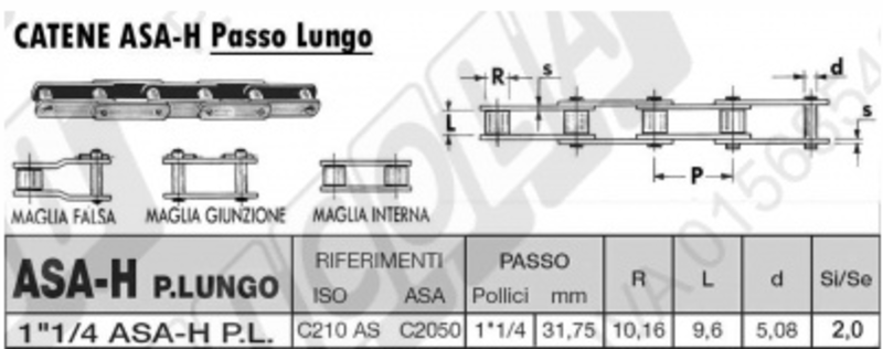 1'1/4" ASA-H Long Pitch Chain 78 Pitches = 2,476 METERS - L'AGRICOLA RICAMBI - 60915 - Image 2