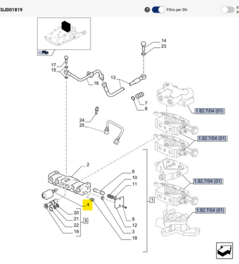 ELETTROVALVOLA DISTRIBUTORE PRESE IDRAULICHE - CNH Originale - 5176119