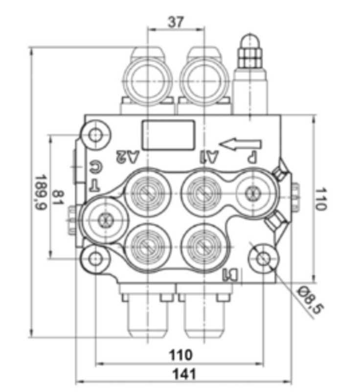 DISTRIBUTORE IDRAULICO 2 LEVE DOPPIO EFFETTO 3/8" - AMA RICAMBI - 58271 - immagine 2