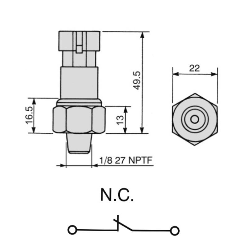 BULBO PRESSIONE OLIO TRASMISSIONE/FRENI FILETTATURA 1/8" 27 NPTF CONICA - SABA AGRISERVICE GEST - STEI0188 - immagine 2