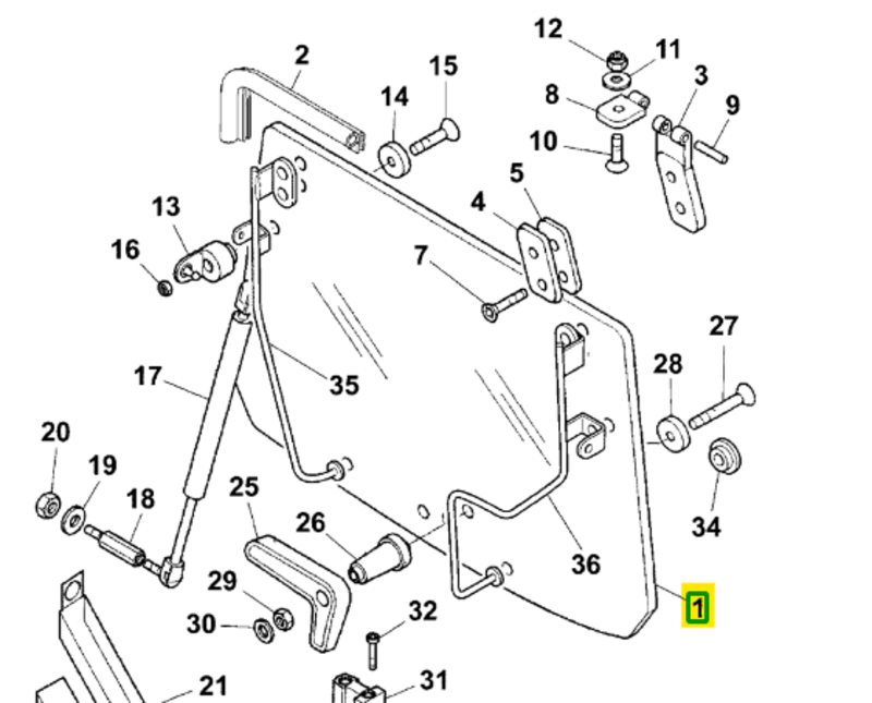 VETRO POSTERIORE CABINA - LANDINI - 3665887M1