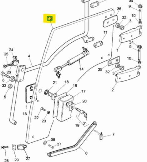 LEFT DOOR GLASS - LANDINI - 3674696M1
