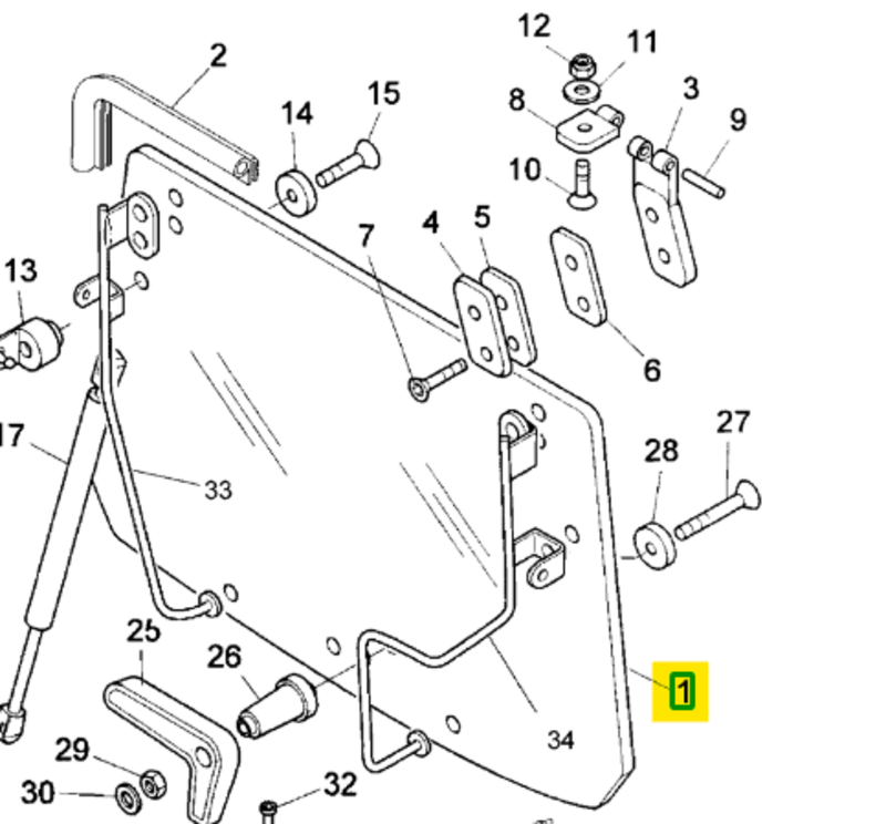 VETRO POSTERIORE CABINA - LANDINI - 3661063M1