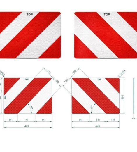 KIT 2 PANNELLI PER SEGNALAZIONE ATTREZZATURE AGRICOLE MISURE 423x282 mm. IN ALLUMINIO - AMA RICAMBI - 55443