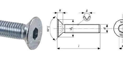M8x1.25 SCREW L=40 CONICAL HEAD IN STEEL R=10.9 - CERMAG - 64752