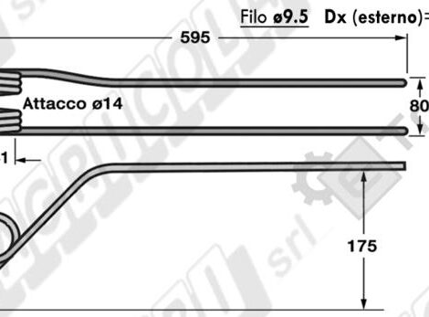 DENTE GIROANDANATORE DESTRO  ESTERNO KRONE KS 330420 DUO VARIO - L'AGRICOLA RICAMBI - 67343-D