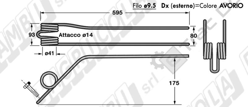 DENTE GIROANDANATORE DESTRO ESTERNO KRONE KS 330420 DUO VARIO - L'AGRICOLA RICAMBI - 67343-D