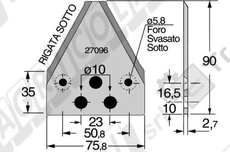 5-HOLE BLADE SECTION TYPE BCS DUPLEX 34 - L'AGRICOLA RICAMBI - 74410-B