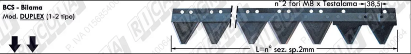 28-SECTION BLADE, LENGTH 2.12 m. TYPE BCS DUPLEX - L'AGRICOLA RICAMBI - 74420 - Image 2