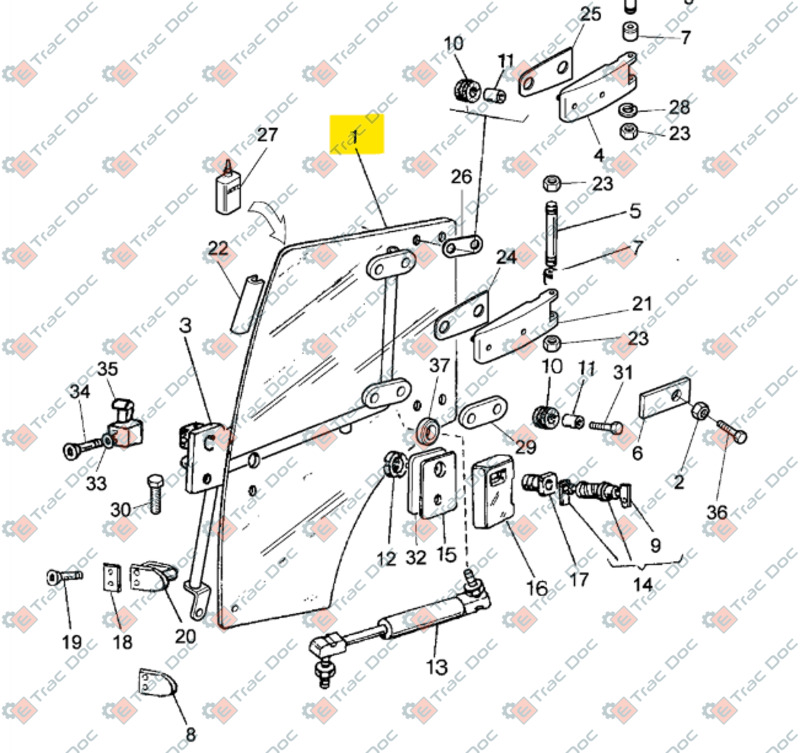 VETRO PORTIERA DESTRA CABINA - LANDINI - 3672727M2