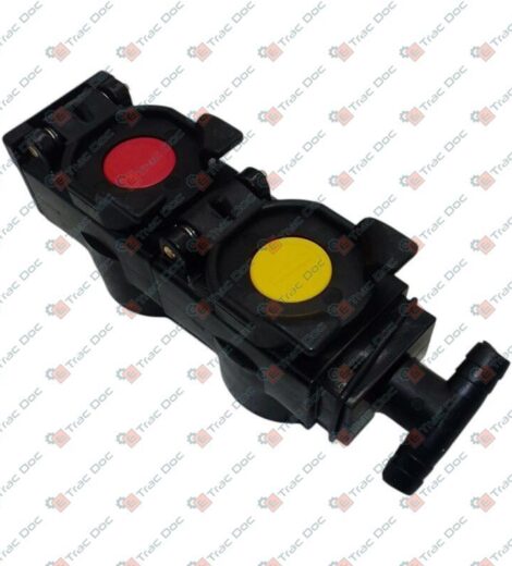 DOUBLE CAP WITH QUICK COUPLINGS, YELLOW - RED COLOR - SAME - LAMBORGHINI - HURLIMANN - DEUTZ FAHR - 0.040.1986.0