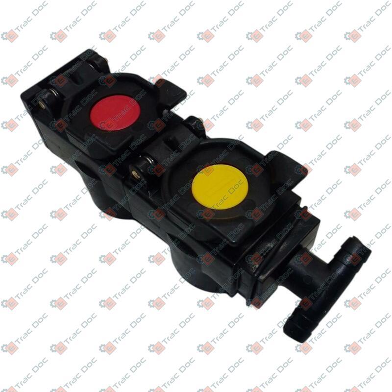 DOUBLE CAP WITH QUICK COUPLINGS, YELLOW - RED COLOR - SAME - LAMBORGHINI - HURLIMANN - DEUTZ FAHR - 0.040.1986.0