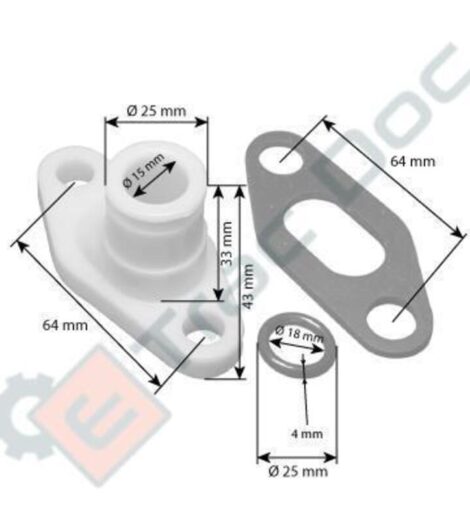 25 mm diameter plastic upper flange for Fiat water pumps - AFTERMARKET - 00050511269