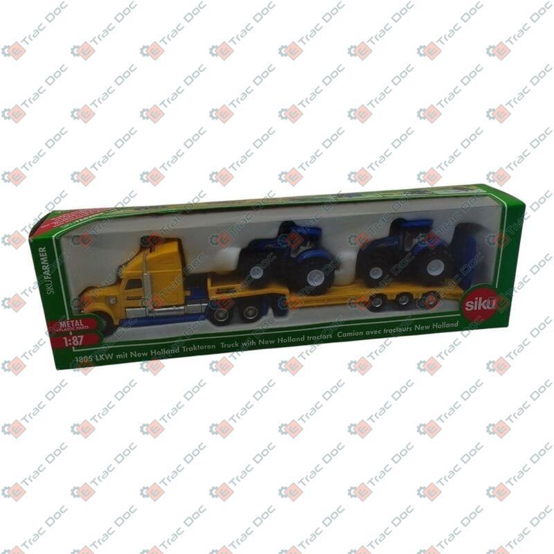 MODELLINO CAMION CON 2 TRATTORI NEW HOLLAND SCALA 1:87 SIKU 1805 - AFTERMARKET